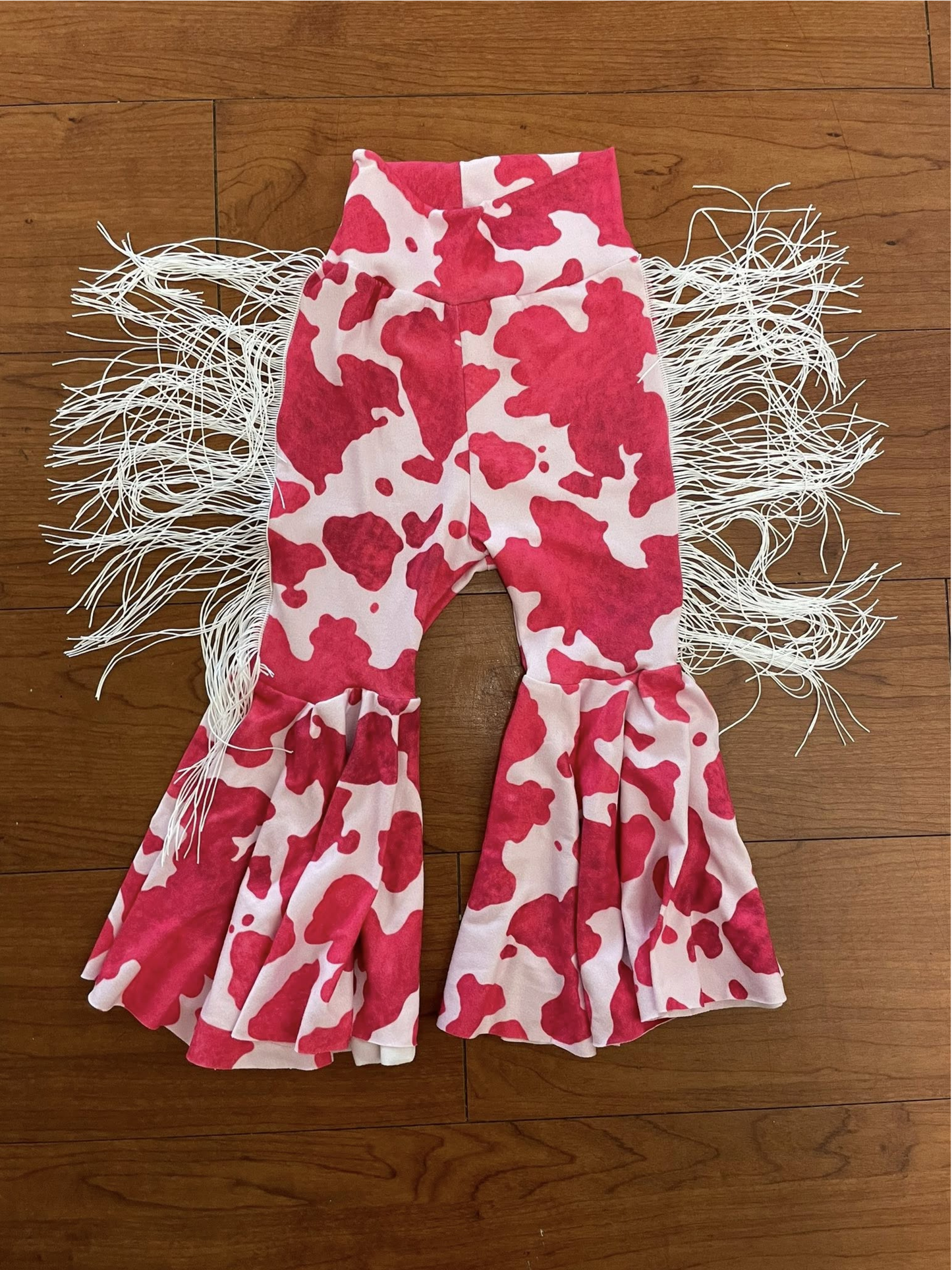 Baby Girls Western Red Cow Print Bell Bottom Pants Preorder