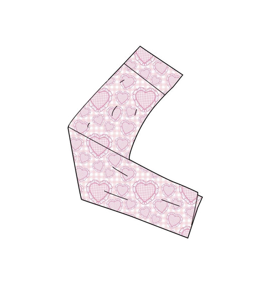 Baby Girls Pink Checked Hearts Valentines Yoga Legging Pants Bottom Preorder