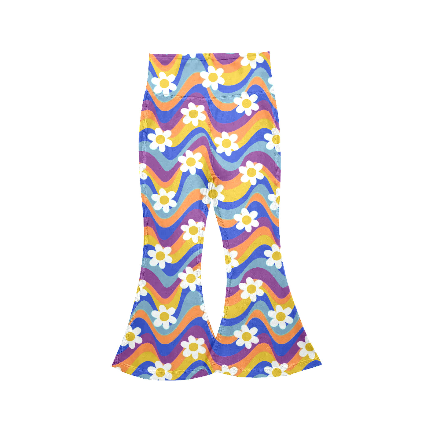 Baby Girls Colorful Stripe Flowers Yoga Active Bell Bottom Pants Preorder