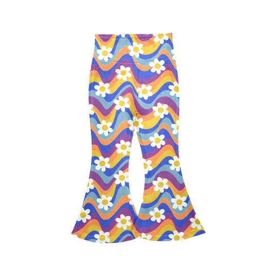 Baby Girls Colorful Stripe Flowers Yoga Active Bell Bottom Pants Preorder