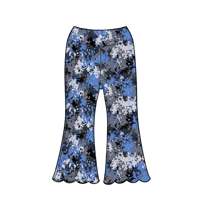 Baby Girls Colorful Tie-dye Print Scallop Flare Pants Bottom Preorder