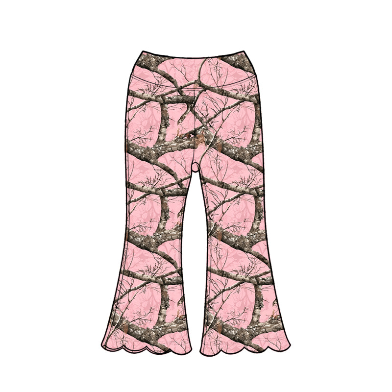 Baby Girls Southern Leaves Camo Scallop Flare Pants Bottom Preorder