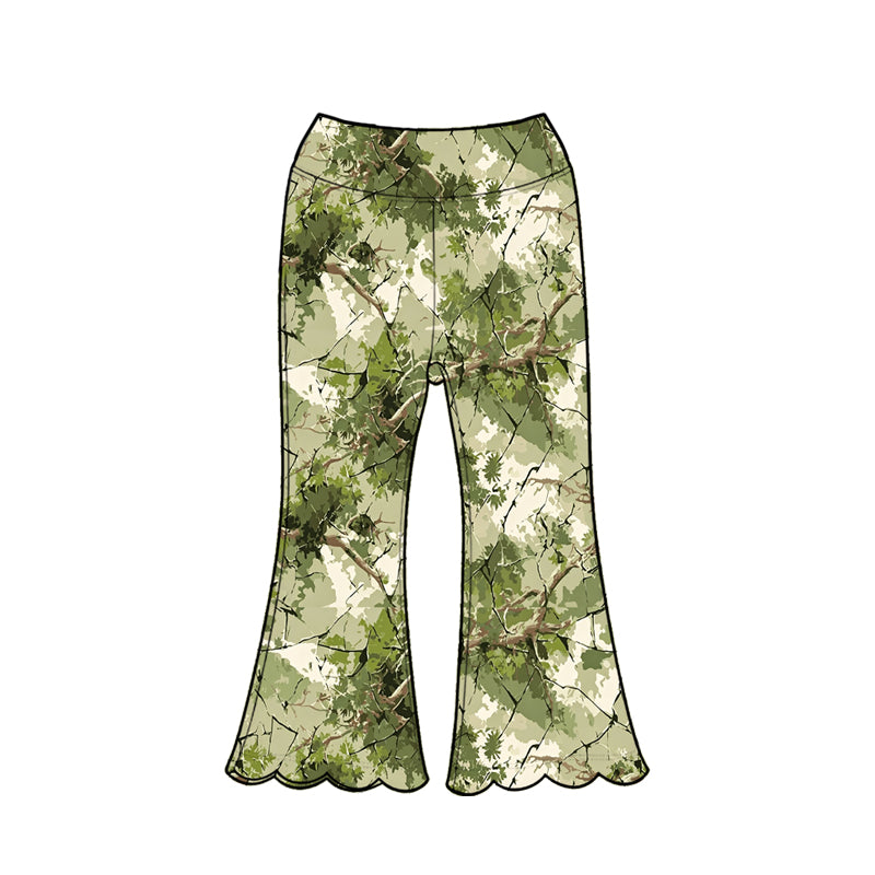 Baby Girls Southern Leaves Camo Scallop Flare Pants Bottom Preorder