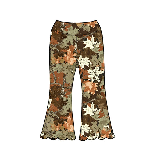 Baby Girls Southern Leaves Camo Scallop Flare Pants Bottom Preorder