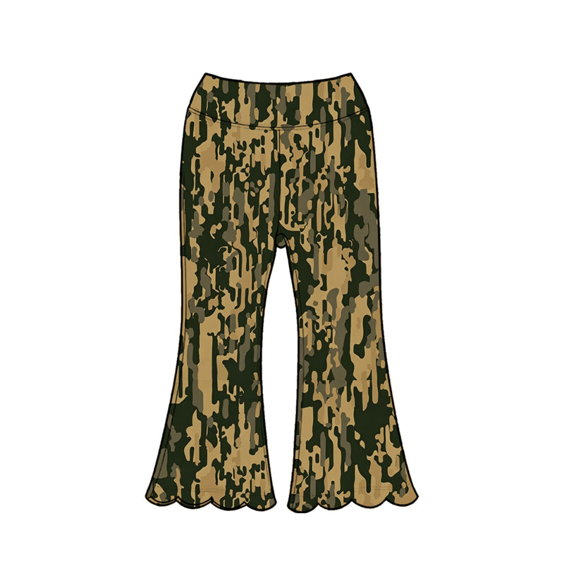 Baby Girls Southern Leaves Camo Scallop Flare Pants Bottom Preorder