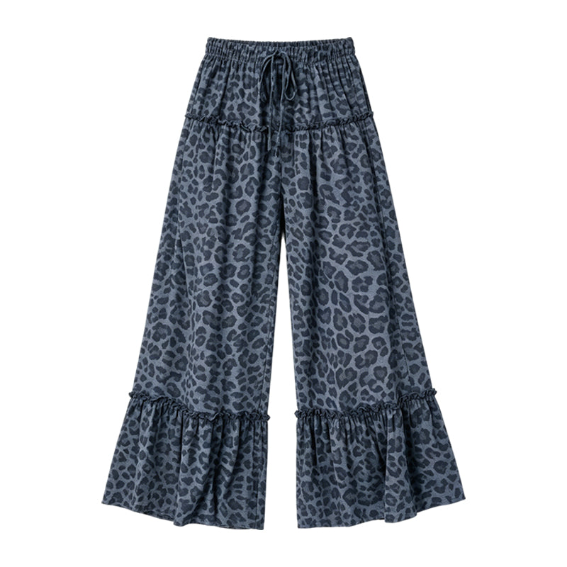 Preorder moq 5 Adult Women Grey Leopard Yoga Active Bell Bottom Pants