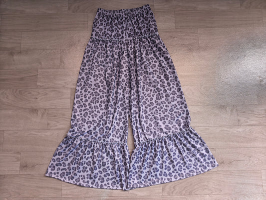 Adult Women Grey Leopard Yoga Active Bell Bottom Pants Preorder