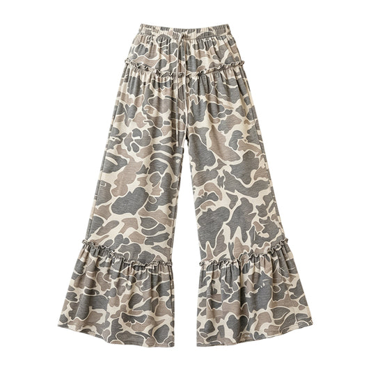 Preorder moq 5 Adult Women Khaki Camo Yoga Active Bell Bottom Pants