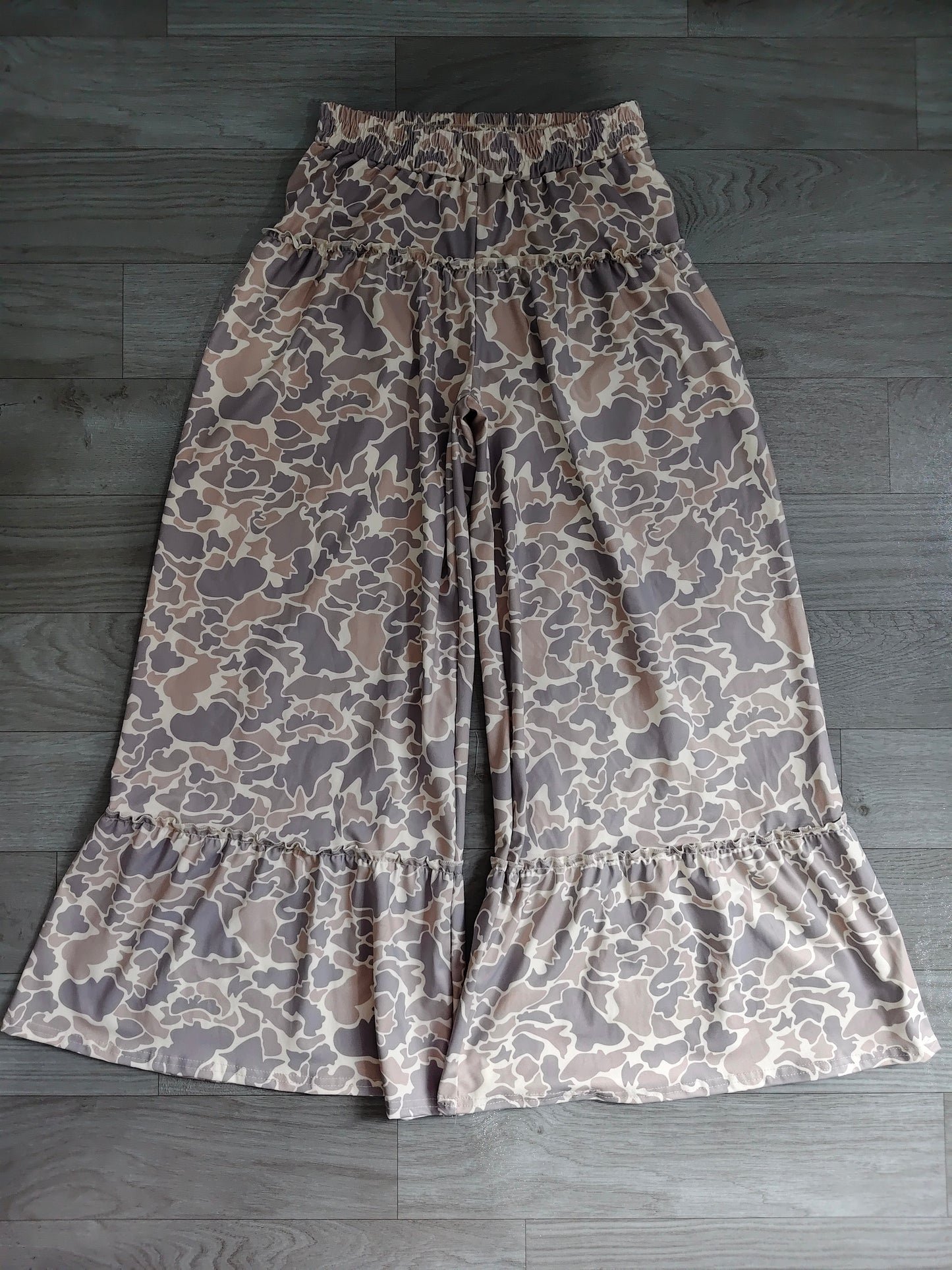 Adult Women Khaki Camo Yoga Active Bell Bottom Pants Preorder