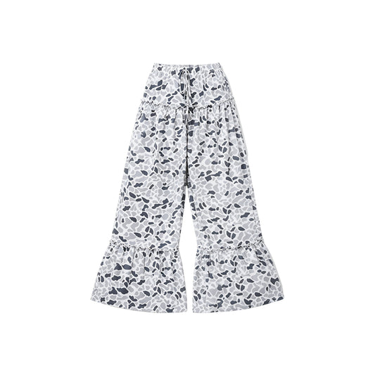 Preorder moq 5 Baby Girls Grey Camo Yoga Active Bell Bottom Pants