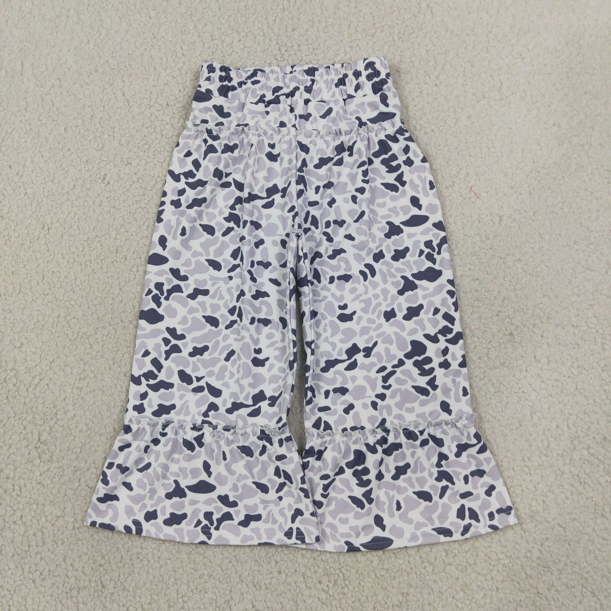 Baby Girls Grey Camo Yoga Active Ruffle Flare Pants Bottom