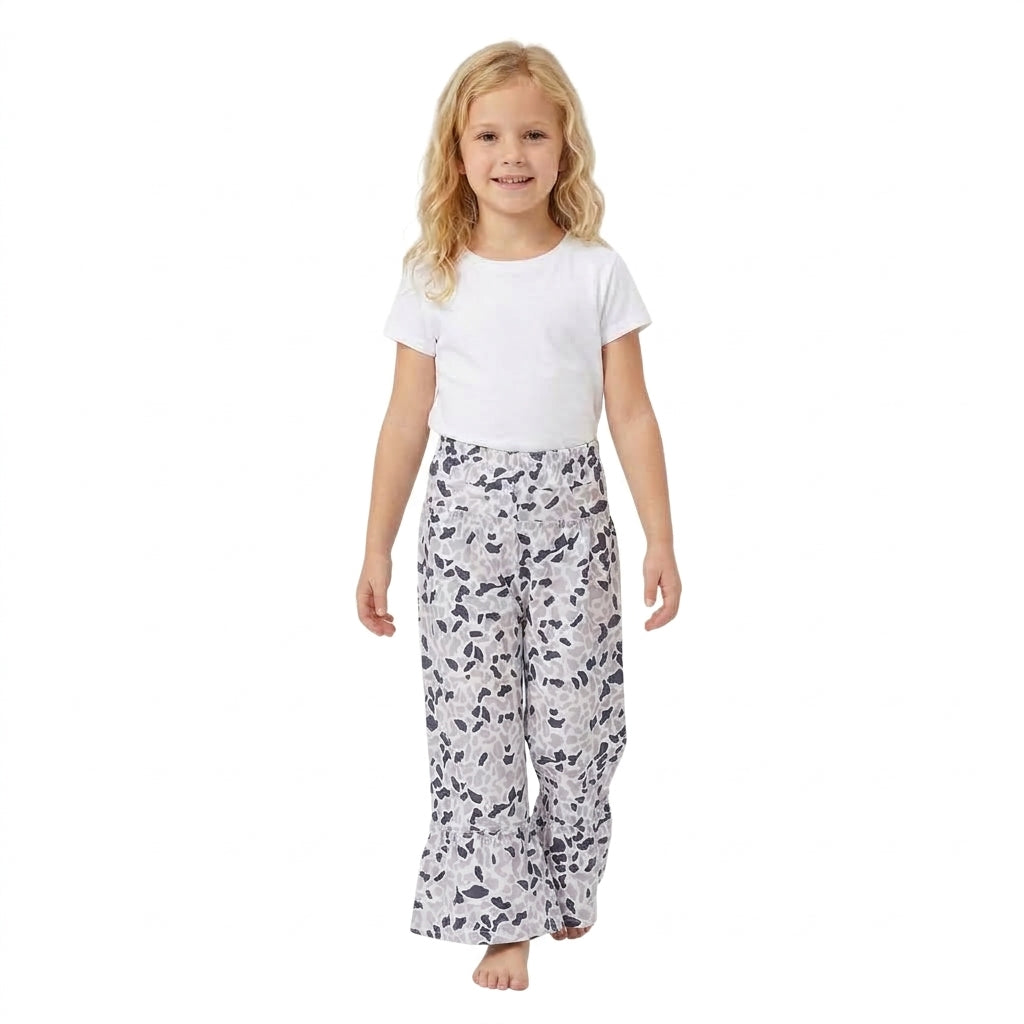 Baby Girls Grey Camo Yoga Active Ruffle Flare Pants Bottom