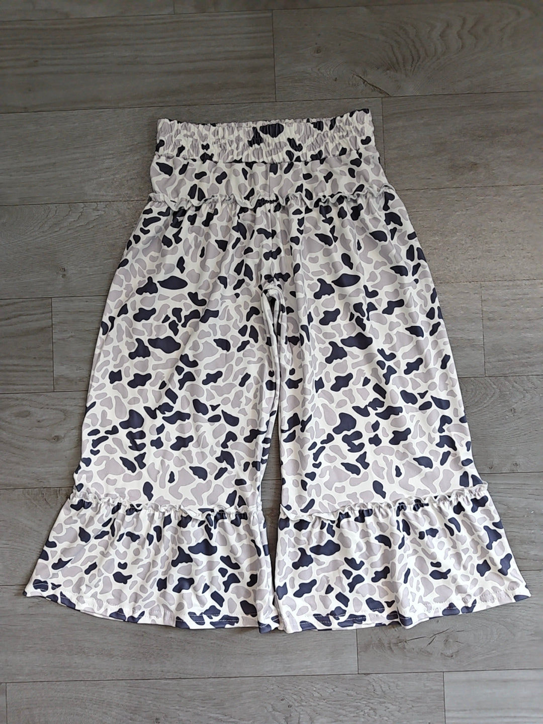 Baby Girls Grey Camo Yoga Active Bell Bottom Pants Preorder