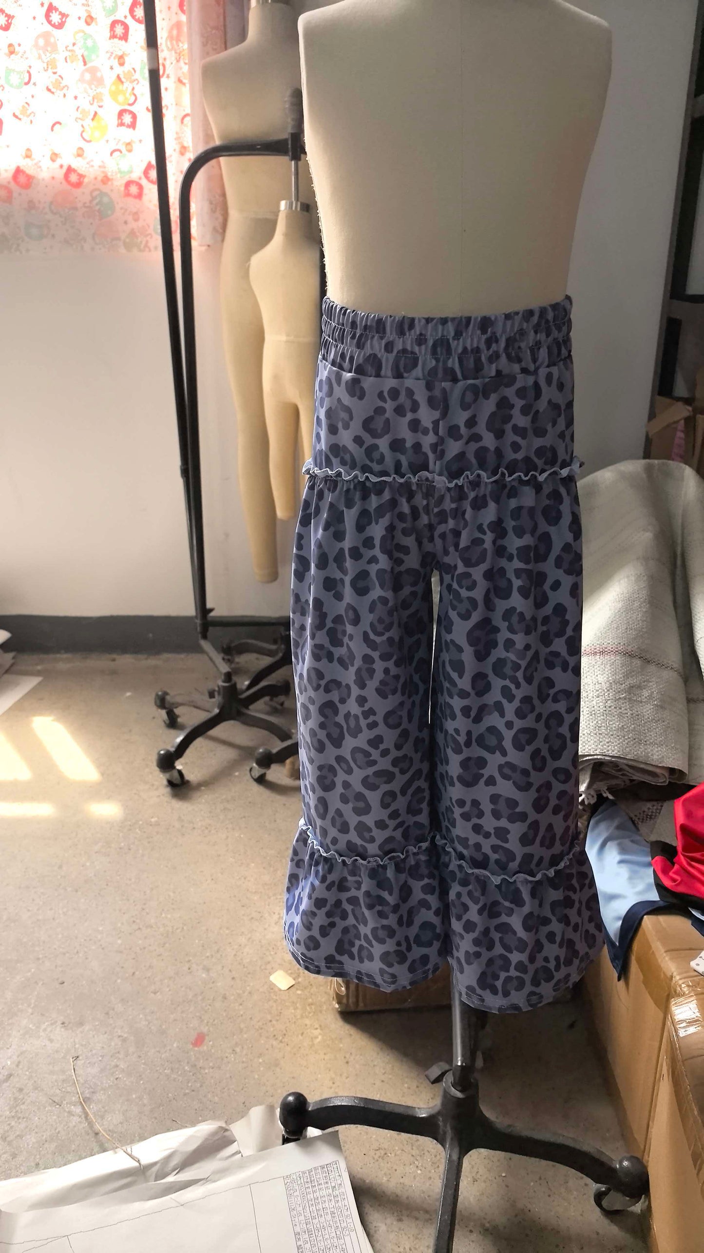 Baby Girls Grey Leopard Yoga Active Bell Bottom Pants Preorder