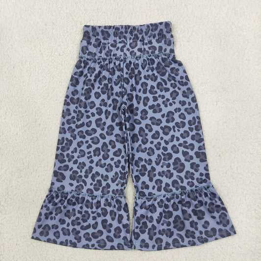 Baby Girls Grey Leopard Yoga Active Ruffle Flare Pants Bottom