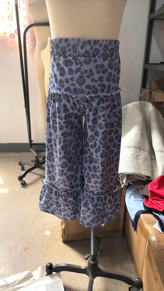 Baby Girls Grey Leopard Yoga Active Bell Bottom Pants Preorder