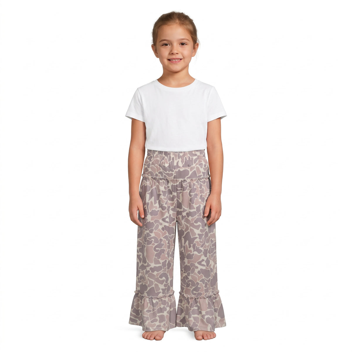 Baby Girls Grey Brown Camo Yoga Active Flare Pants