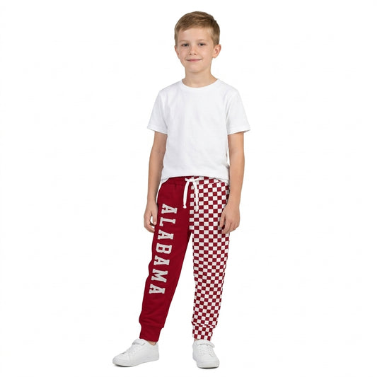Baby Boys Red Checked Vinyl Alabama Team Pockets Joggers Bottom