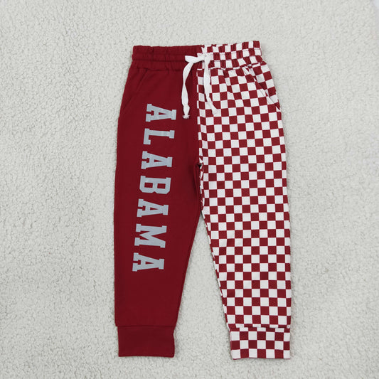 Baby Boys Red Checked Vinyl Alabama Team Pockets Joggers Bottom