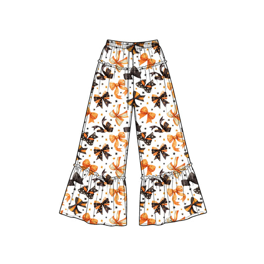 Preorder moq 5 Baby Girls Black Orange Bows Stars Bell Bottom Pants
