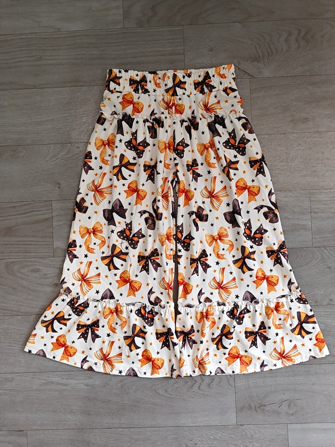 Baby Girls Black Orange Bows Stars Bell Bottom Pants Preorder