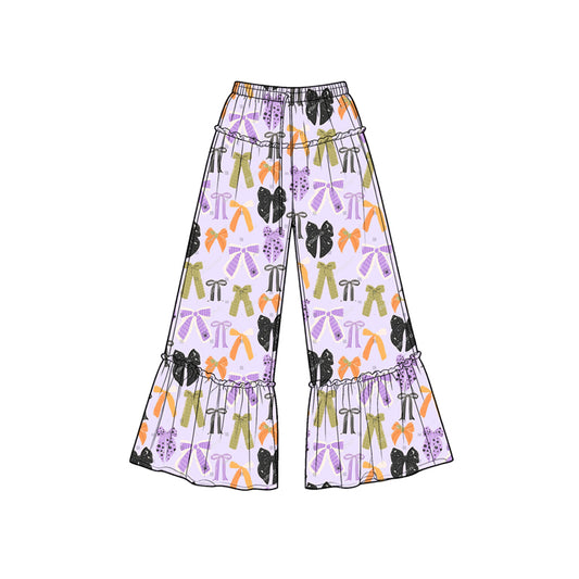 Preorder moq 5 Baby Girls Colorful Flowers Bats Bows Halloween Bell Bottom Pants