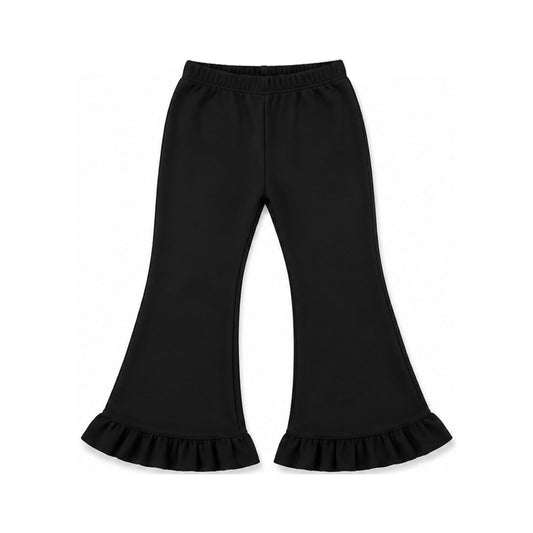 Preorder moq 5 Baby Girls Black Sweater Fabric Flare Ruffle Pants Bottom