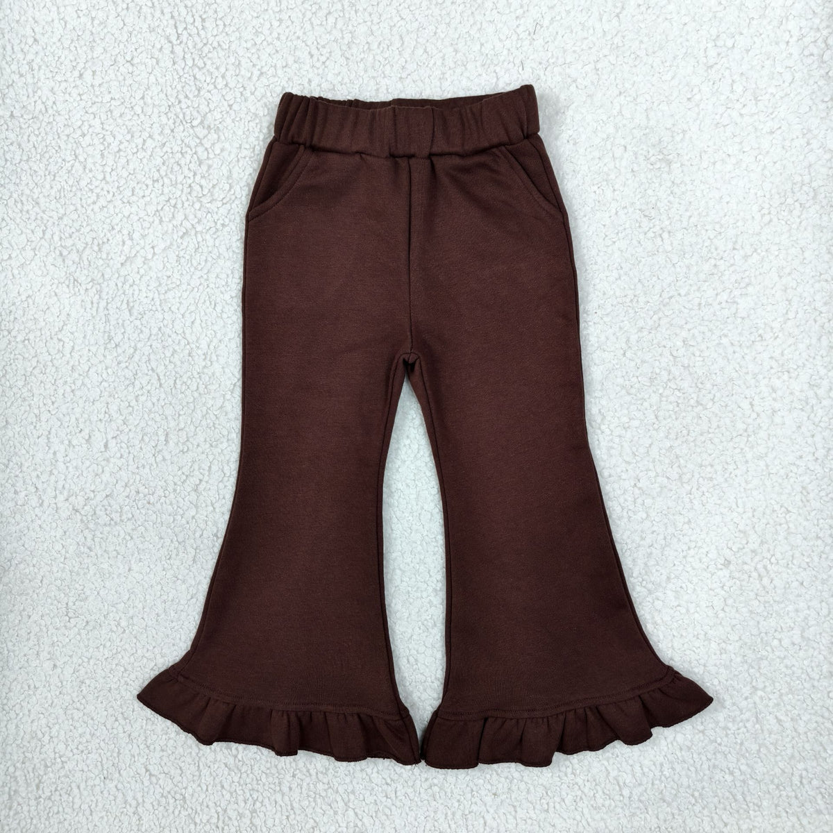 Baby Girls Brown Sweater Fabric Ruffle Flare Pants Bottom