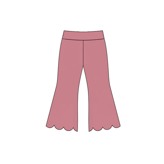 Preorder moq 5 Baby Girls Pink Scallop Flare Pants Bottom