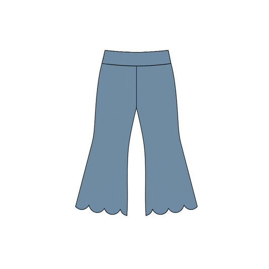 Preorder moq 5 Baby Girls Blue Scallop Flare Pants Bottom