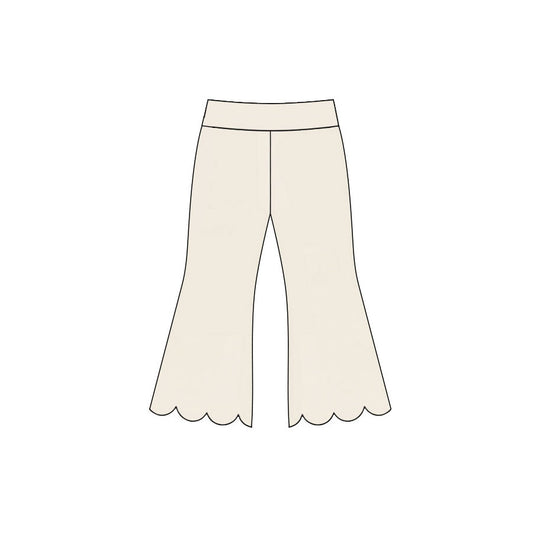 Preorder moq 5 Baby Girls White Scallop Flare Pants Bottom