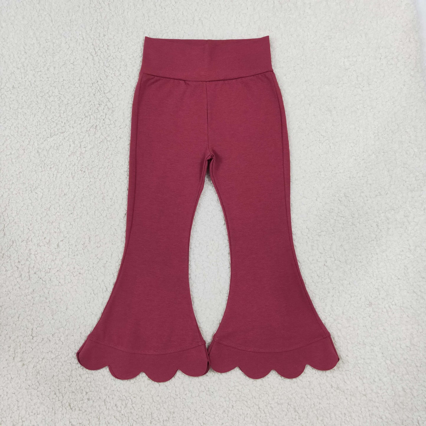 Baby Girls Maroon Scallop Flare Pants Bottom
