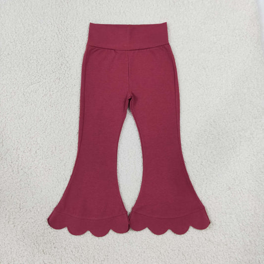 Baby Girls Maroon Scallop Flare Pants Bottom