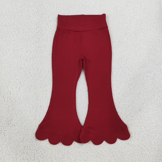 Baby Girls Maroon Scallop Flare Pants Bottom