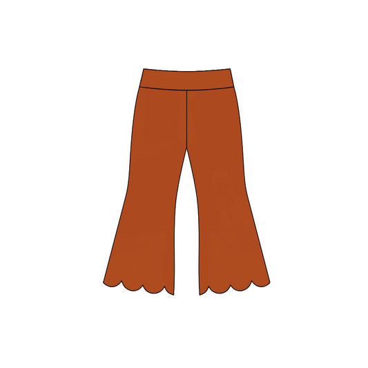 Preorder moq 5 Baby Girls Orange Scallop Flare Pants Bottom
