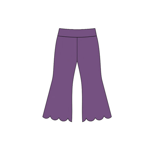 Preorder moq 5 Baby Girls Purple Scallop Flare Pants Bottom