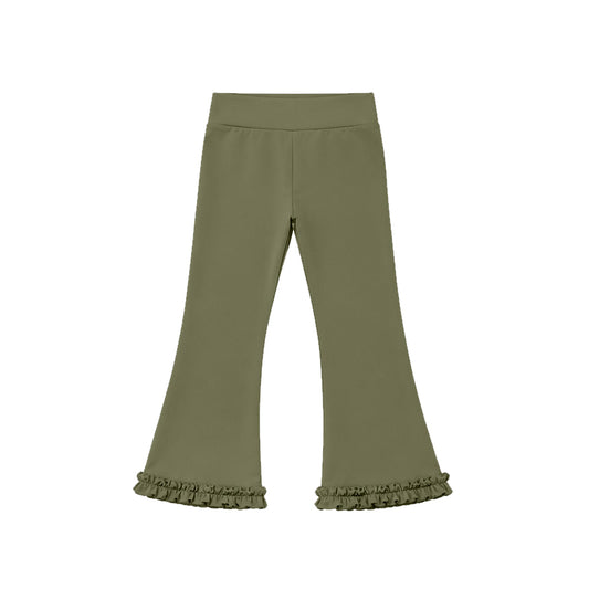 Preorder moq 5 Baby Girls Dark Green Yoga Active Flare Pants Bottom