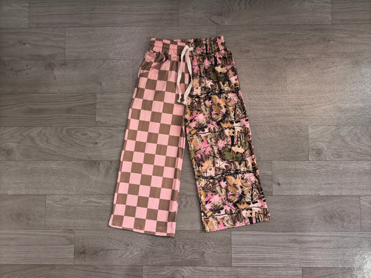 Baby Girls Pink Checked Leaves Pants Bottom Preorder