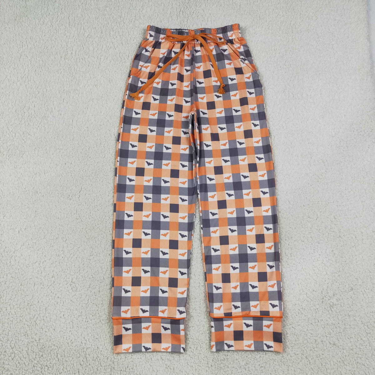 Adult Women Khaki Checked Bats Halloweens Pants Bottom