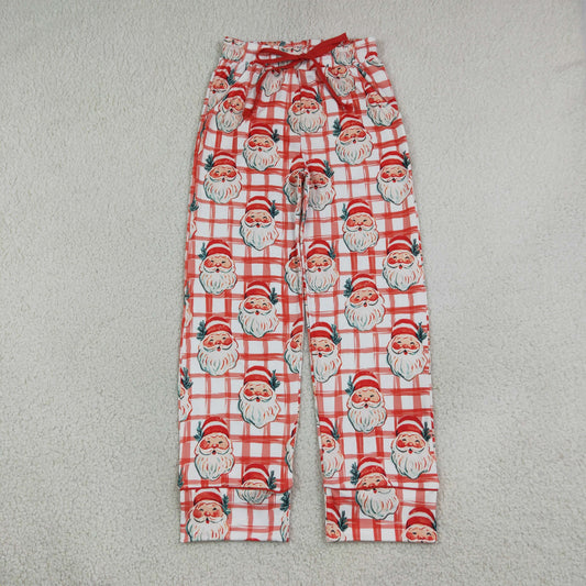 Adult Women Red Checked Santa Christmas Pockets Pants Bottom