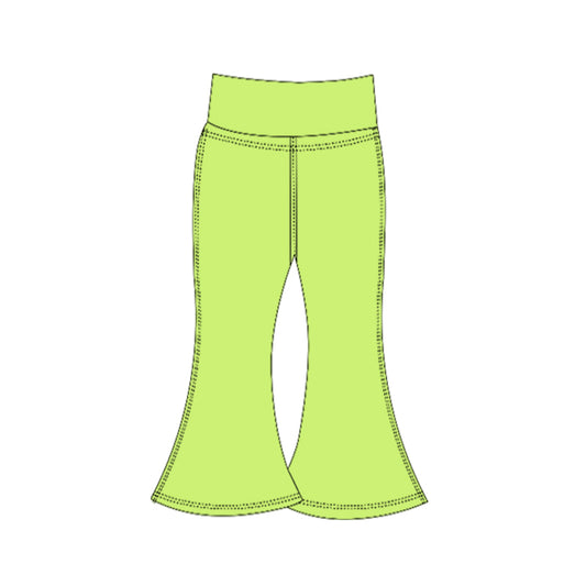 Preorder moq 5 Baby Girls Green Yoga Active Bell Bottom Pants Bottom