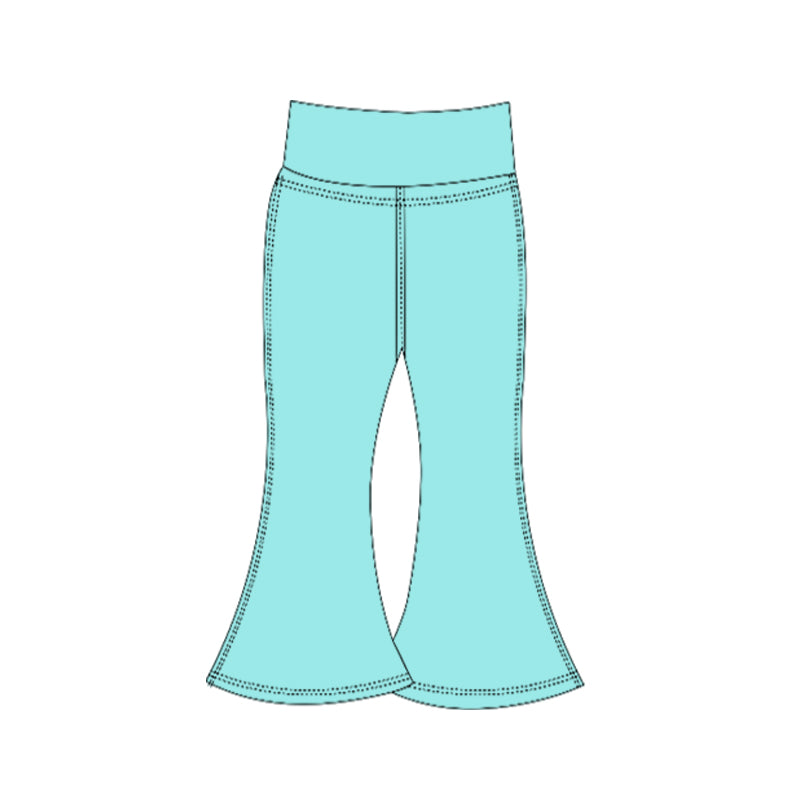 Preorder moq 5 Baby Girls Blue Yoga Active Bell Bottom Pants Bottom