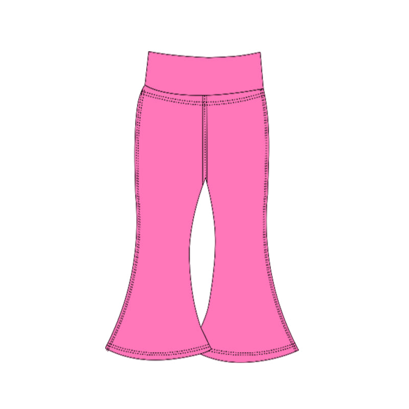 Preorder moq 5 Baby Girls Hot Pink Yoga Active Bell Bottom Pants Bottom