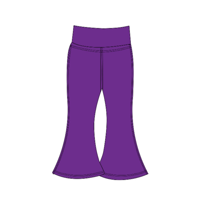 Preorder moq 5 Baby Girls Purple Yoga Active Bell Bottom Pants Bottom