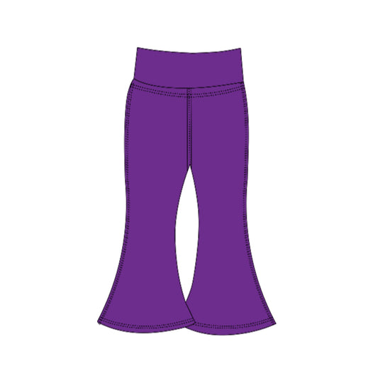 Preorder moq 5 Baby Girls Purple Yoga Active Bell Bottom Pants Bottom