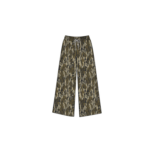 Preorder moq 5 Baby Girls Wood Camo Yoga Active Pockets Straight Pants Bottom