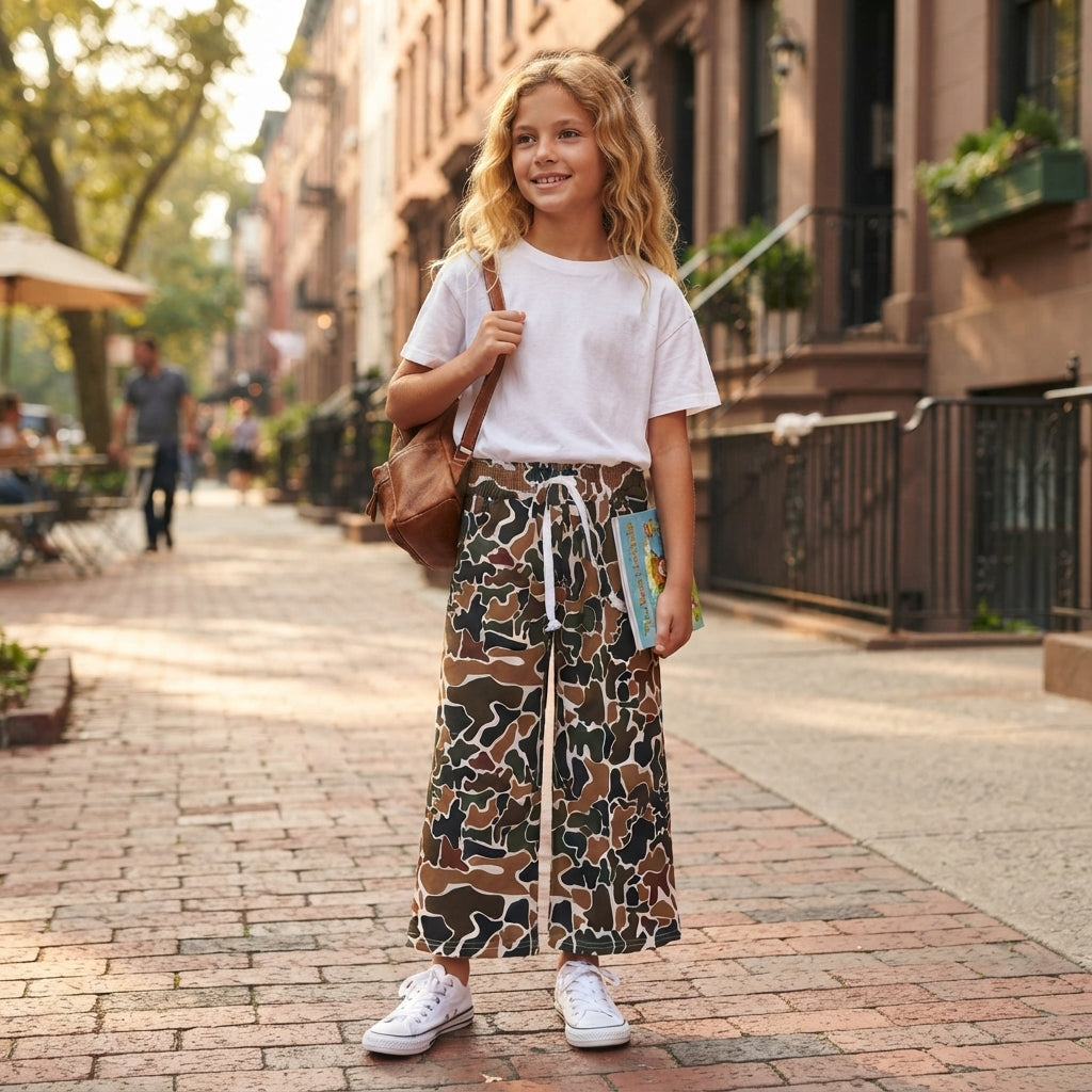 Baby Girls Dark Brown Camo Yoga Active Pockets Flare Pants Bottom