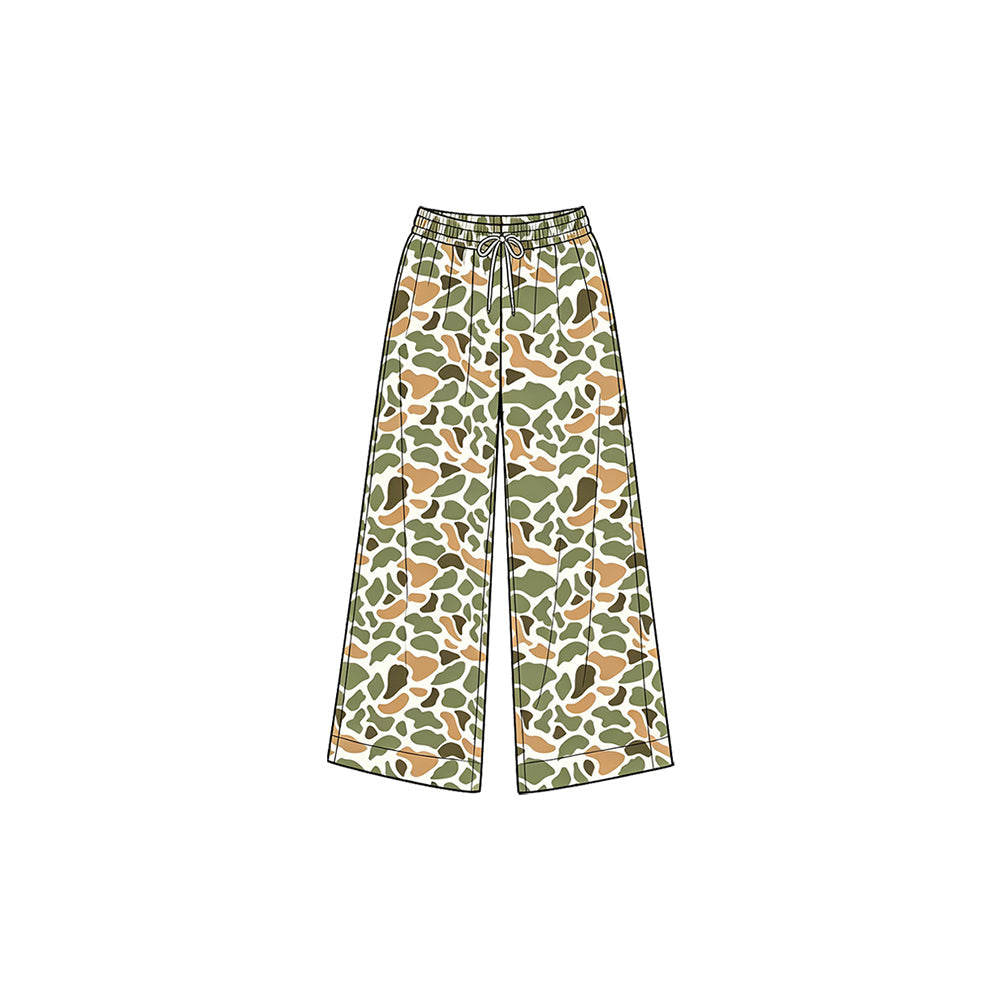 Preorder moq 5 Baby Girls Green Yellow Camo Yoga Active Pockets Straight Pants Bottom