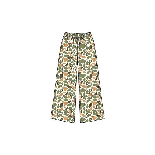 Preorder moq 5 Baby Girls Green Yellow Camo Yoga Active Pockets Straight Pants Bottom