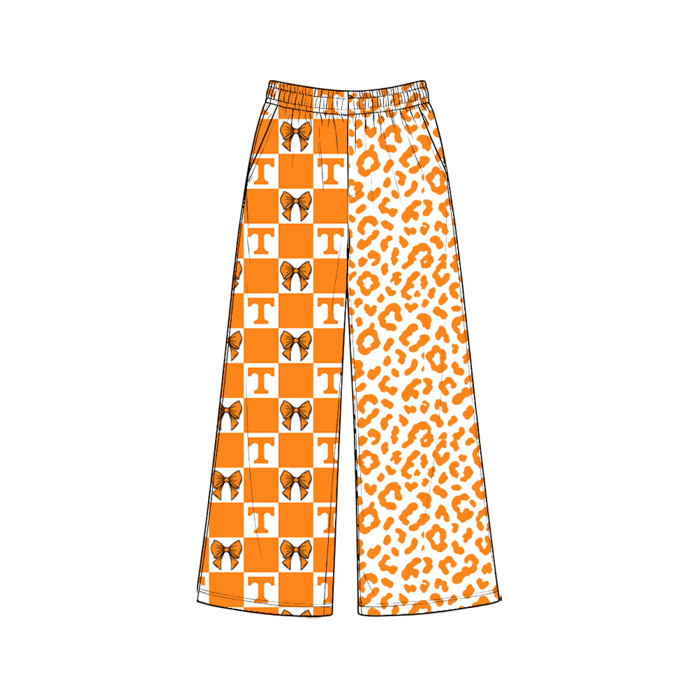 Preorder moq 5 Adult Women Bows Tennessee Leopard Team Pockets Straight Pants Bottom